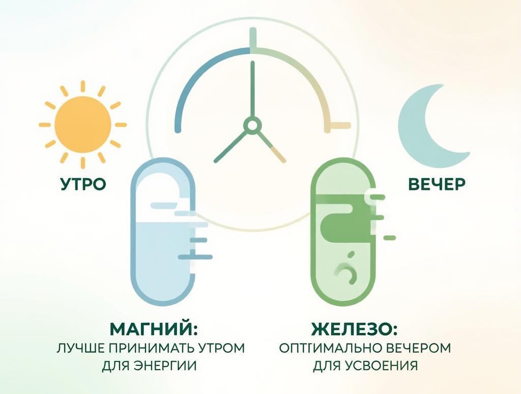 В какое время суток лучше принимать магний и железо: правила приёма